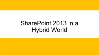 SharePoint 2013 in a
Hybrid World

 
