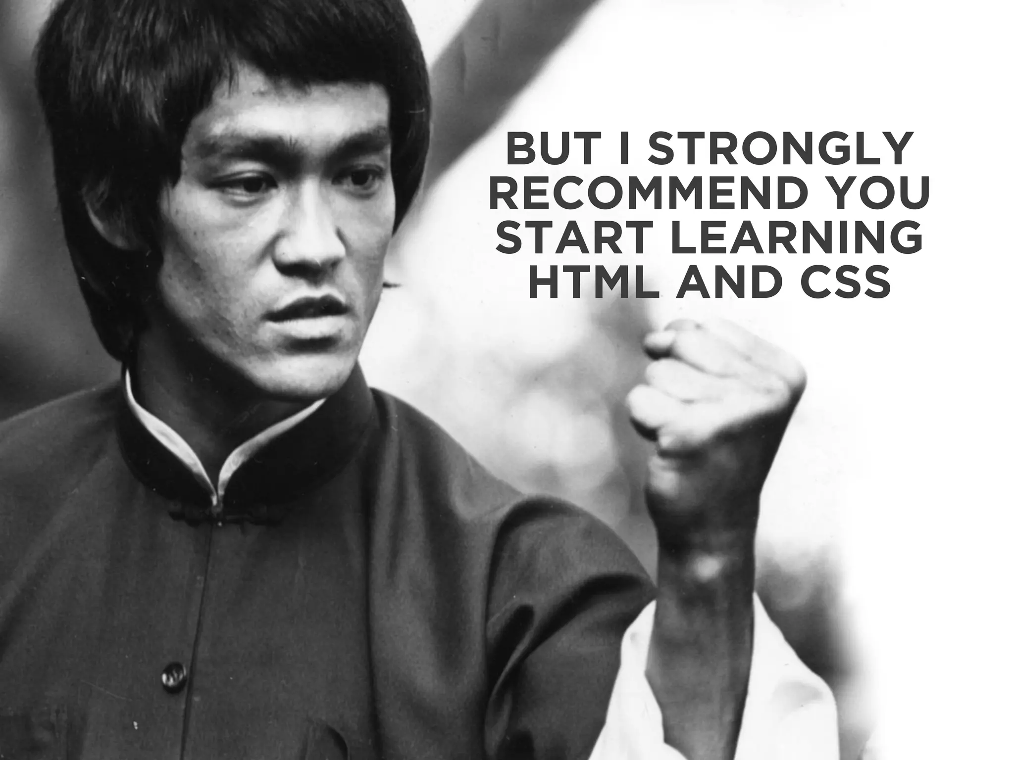 BUT I STRONGLY 
RECOMMEND YOU 
START LEARNING 
HTML AND CSS 
 