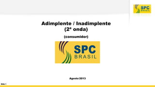 Adimplente / Inadimplente
(2ª onda)
(consumidor)
Agosto‘2013
Slide 1
 