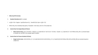 Spc Formula Example This contains the list of all the formula used in SPC | PPTX