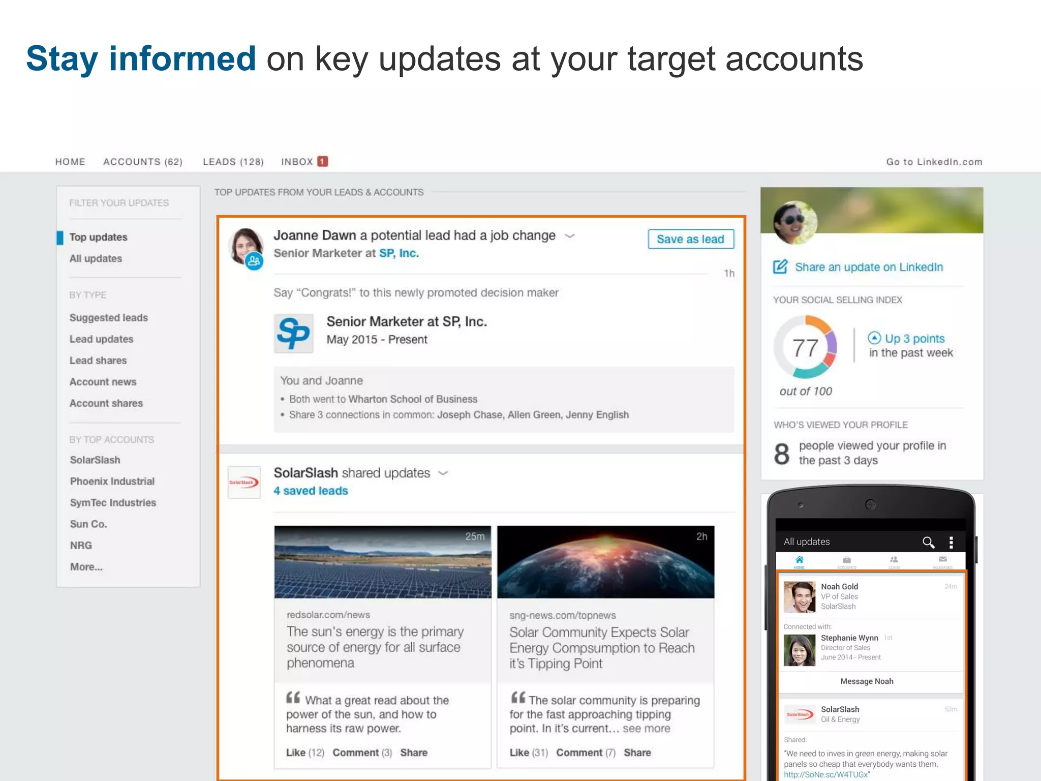 Stay informed on key updates at your target accounts
 
