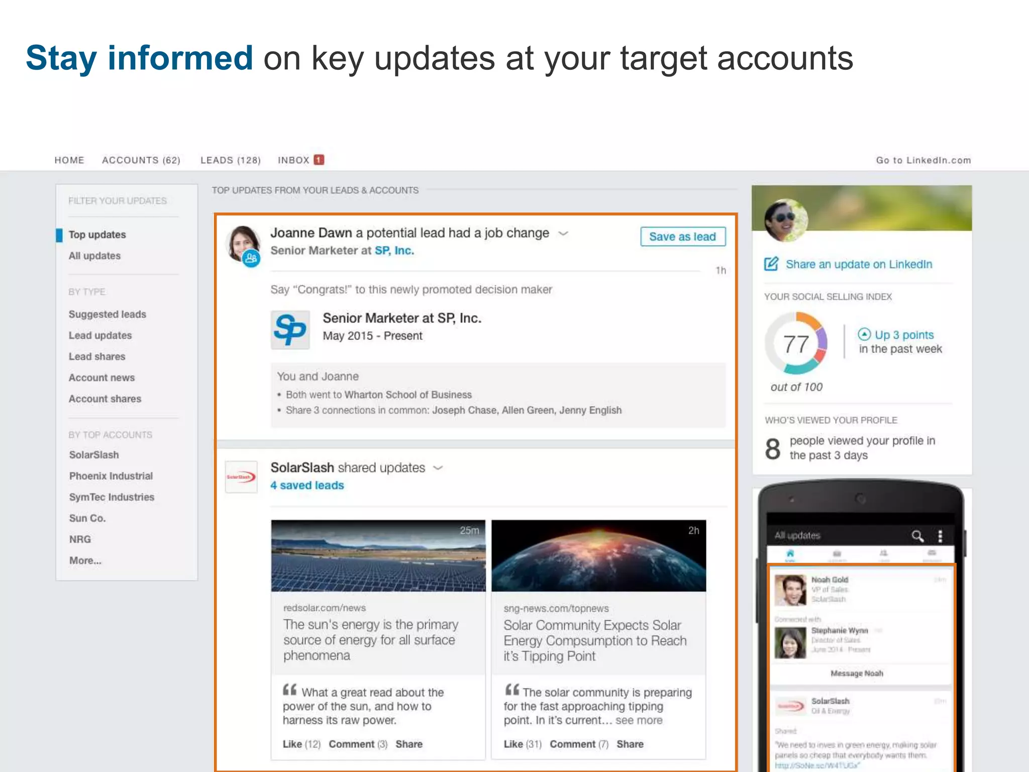 Stay informed on key updates at your target accounts
 