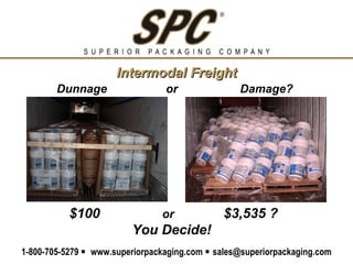Intermodal Freight
        Dunnage                  or               Damage?




           $100                 or            $3,535 ?
                         You Decide!
1-800-705-5279  www.superiorpackaging.com  sales@superiorpackaging.com
 