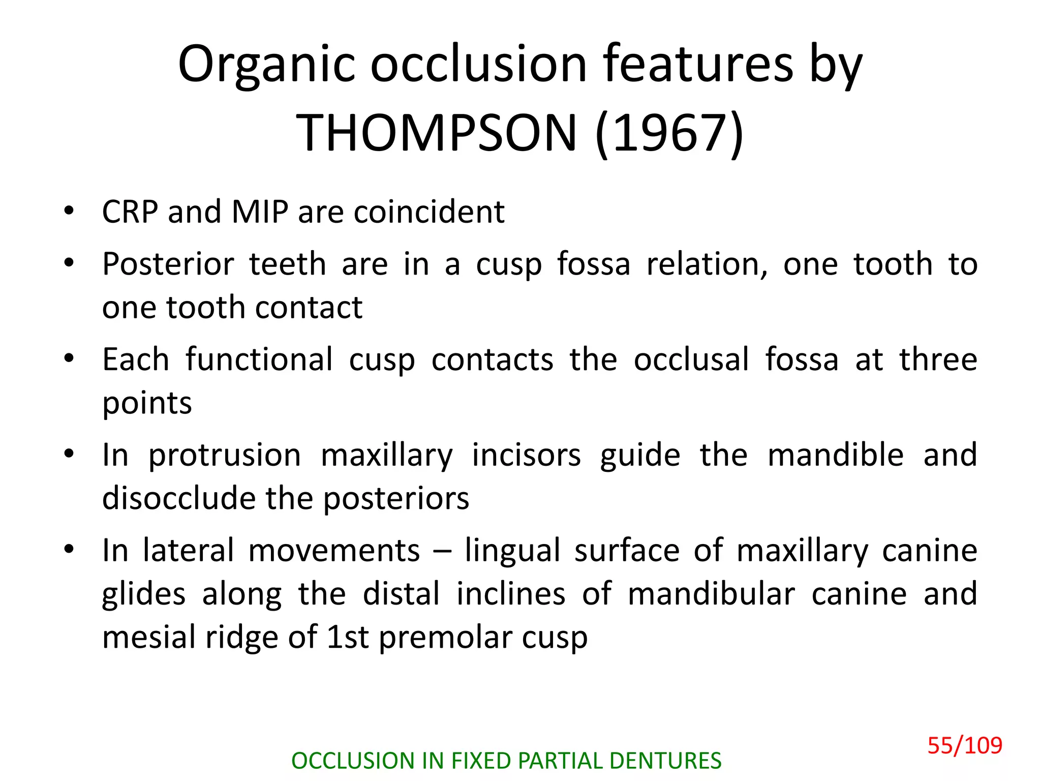 Tooth Disocclude Occlusion In Fixed Partial Denture | PPTX