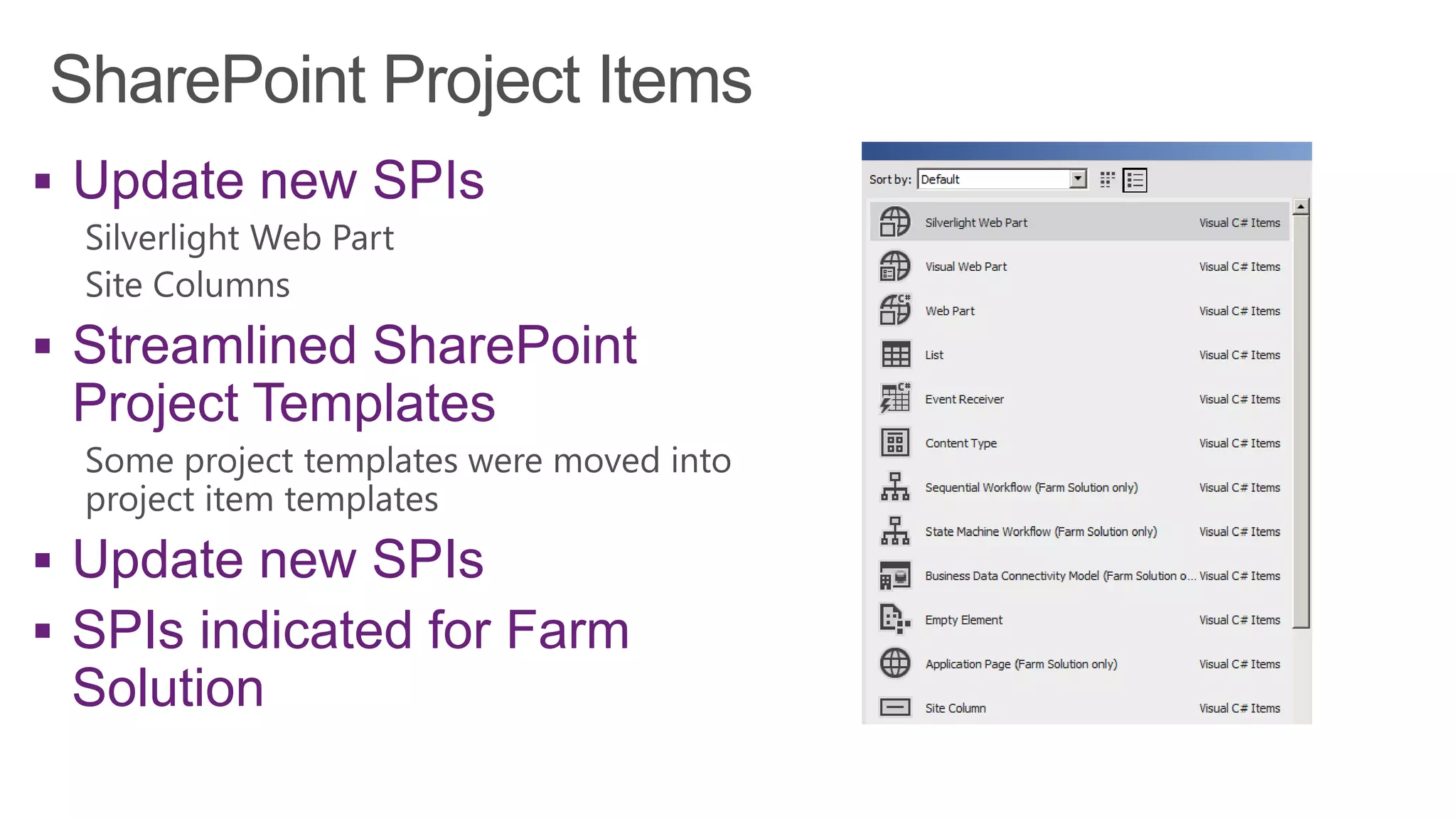  Update new SPIs
 SPIs indicated for Farm
 Solution
 