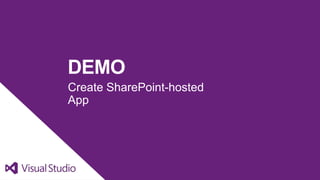 DEMO
Create SharePoint-hosted
App
 