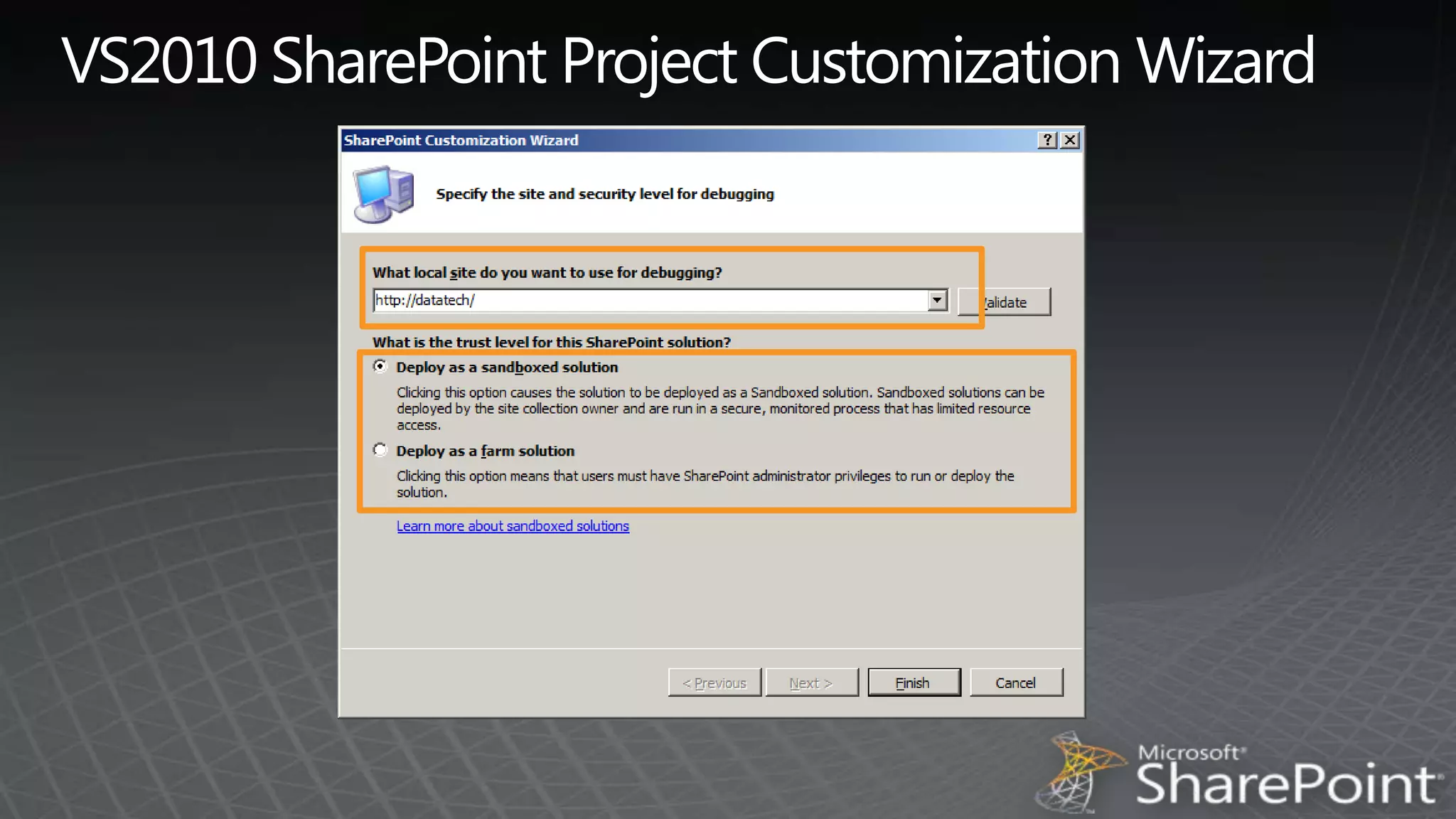 VS2010 SharePoint Project Customization Wizard