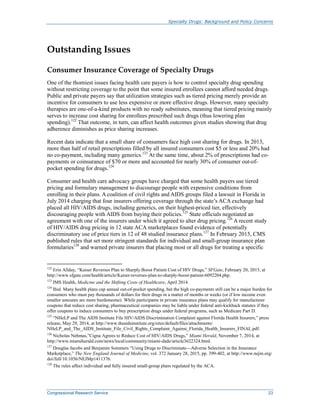 Specialty Drugs: Background and Policy Concerns
Congressional Research Service 23
Outstanding Issues
Consumer Insurance Co...