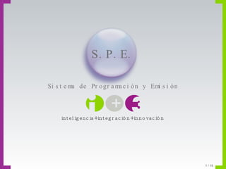  / 15 Sistema de Programación y Emisión inteligencia+integración+innovación S.P.E. 
