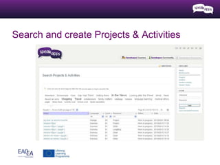 Search and create Projects & Activities
 
