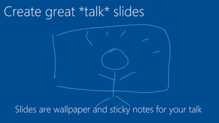Create great *talk* slides
Slides are wallpaper and sticky notes for your talk
 