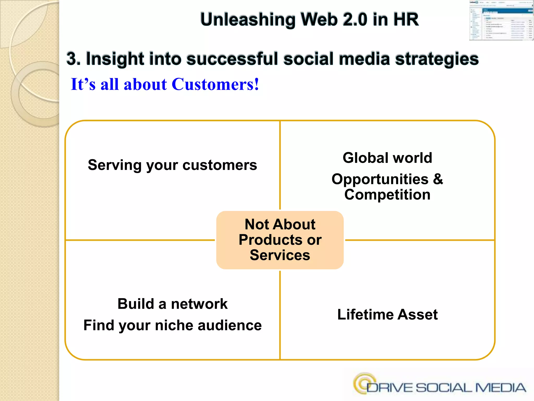 Unleashing Web 2.0 in HR3. Insight into successful social media strategiesIt’s all about Customers!