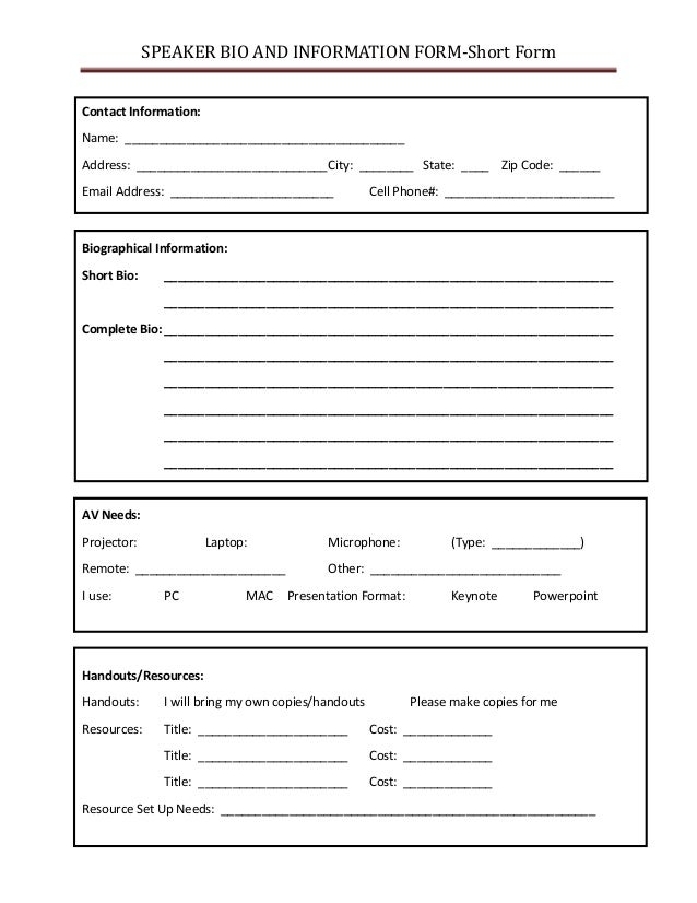Speaker bio and information short form