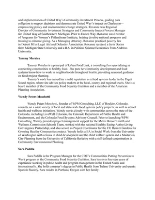 Speaker Bios - CFSC National Food Policy Conference 2011