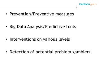 • Prevention/Preventive measures
• Big Data Analysis/Predictive tools
• Interventions on various levels
• Detection of pot...