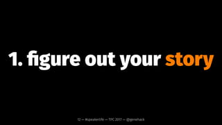 but how do
you get started?
12 — #speakerlife — TPC 2017 — @genehack
 