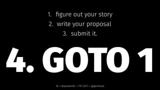 submit it
a lot.18 — #speakerlife — TPC 2017 — @genehack
 
