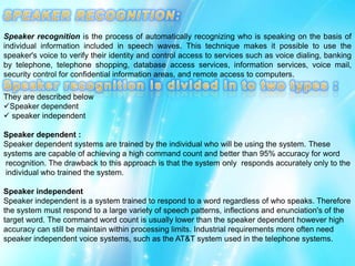 Speaker Recognition System | PPTX