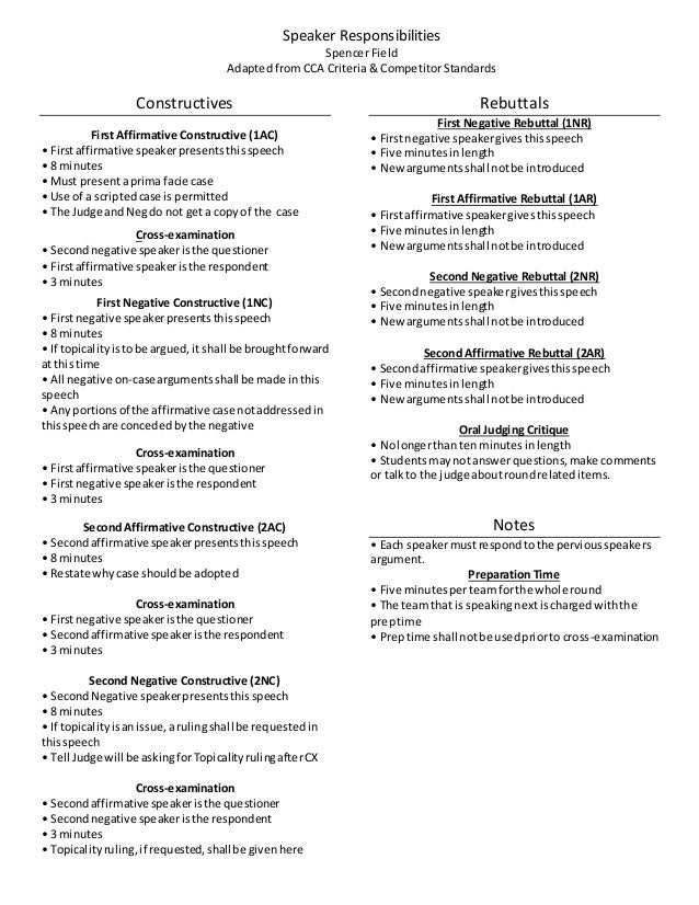 Speaker Responsibilities Handout
