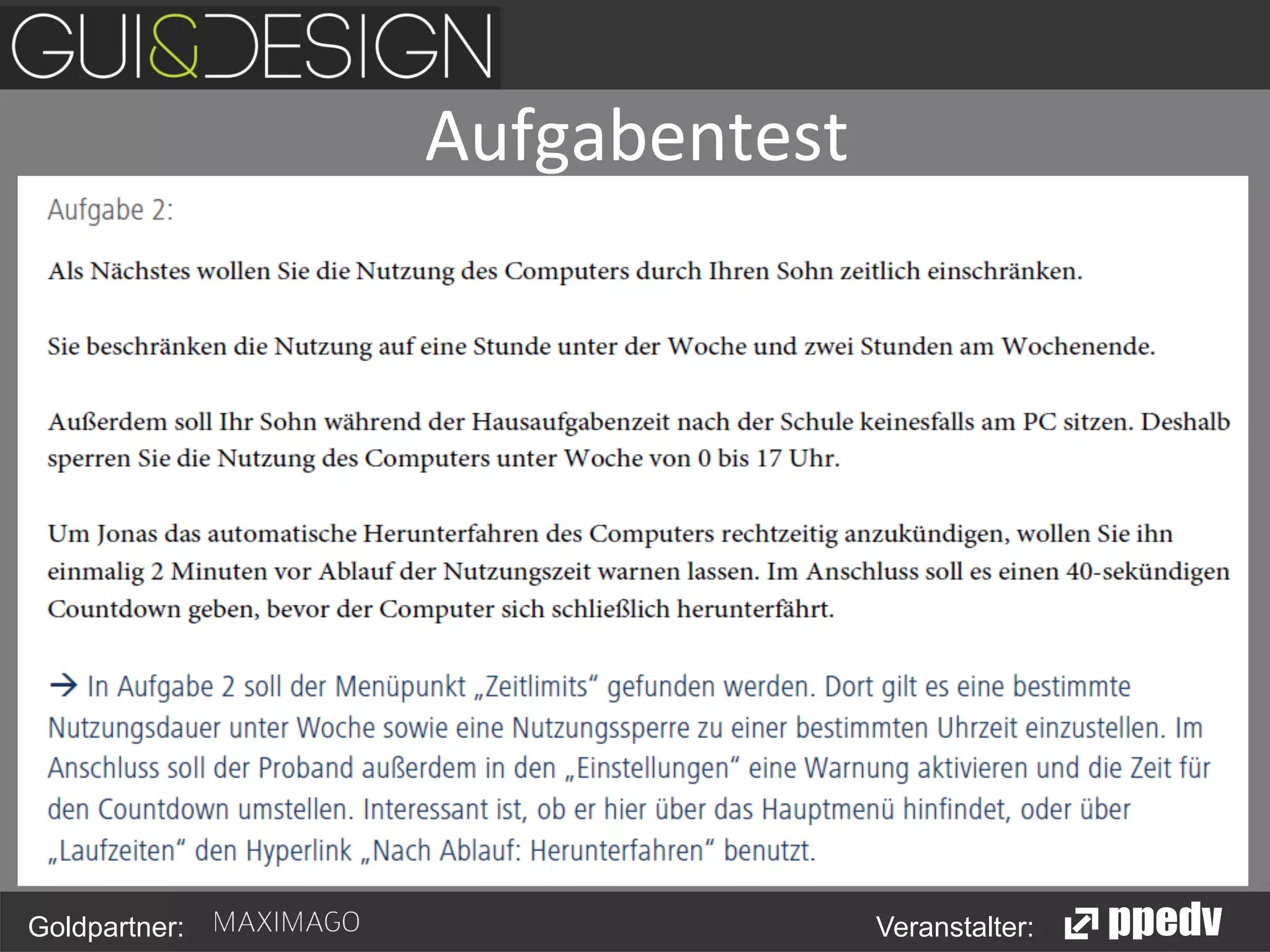 Aufgabentest
	
  

Goldpartner:

Veranstalter:

 