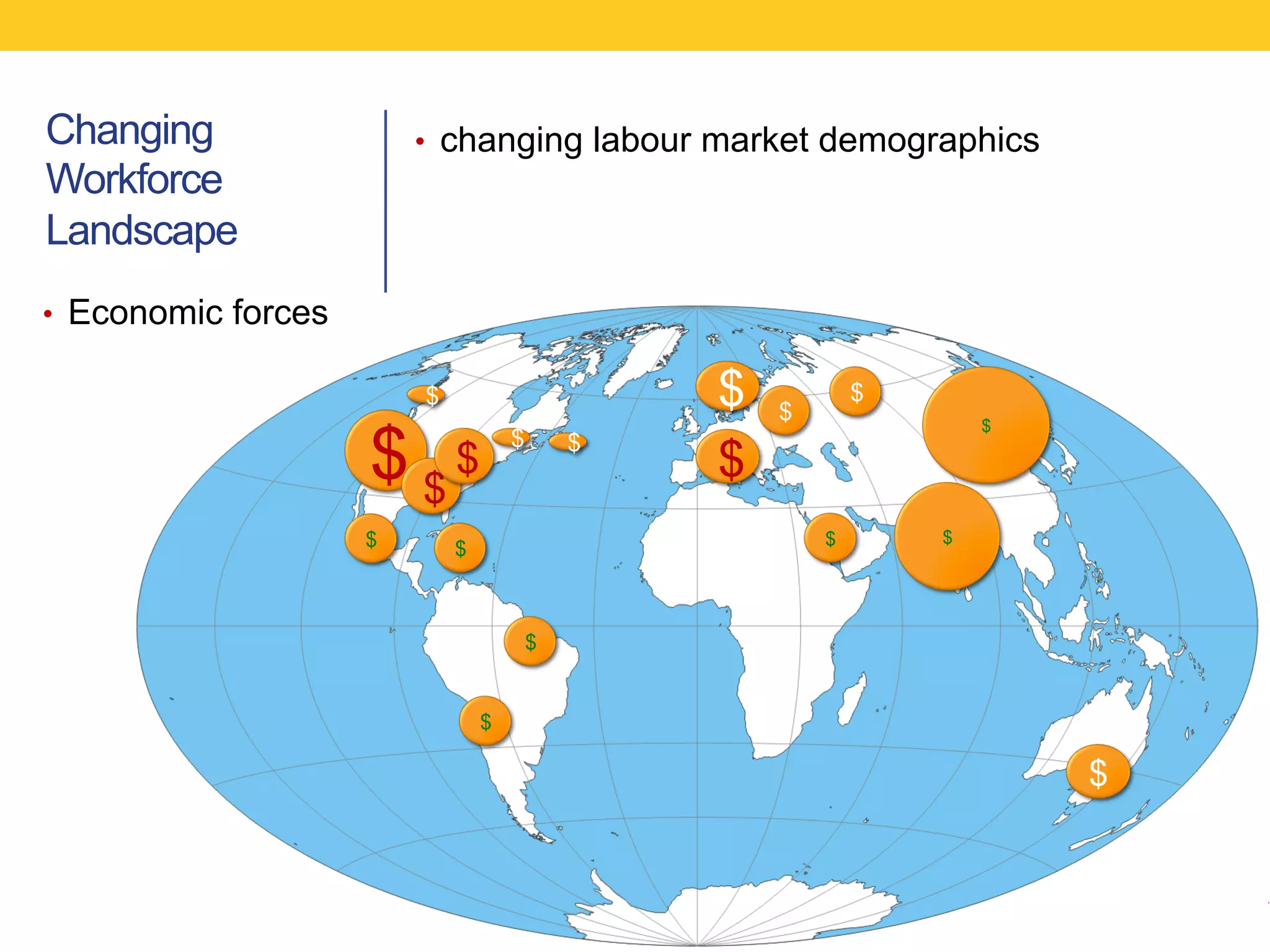 Changing                 •  changing labour market demographics
Workforce
Landscape
•  Economic forces

                         $                       $   $
                                                             $


                     $ $$
                                                                     $
                                     $       $
                                                 $
                     $                                   $       $
                             $



                                         $


                                 $

                                                                         $
 
