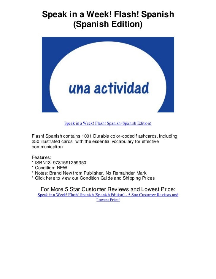 Speak in a week flash spanish spanish edition 5 star review