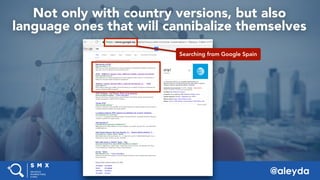@aleyda#SMX West#InternationalSEO #12A @aleyda
Not only with country versions, but also
language ones that will cannibalize themselves
Searching from Google Spain
 