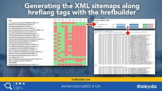 @aleyda#SMX West @aleyda
Generating the XML sitemaps along
hreﬂang tags with the hrefbuilder
hrefbuilder.com
#Internationa...