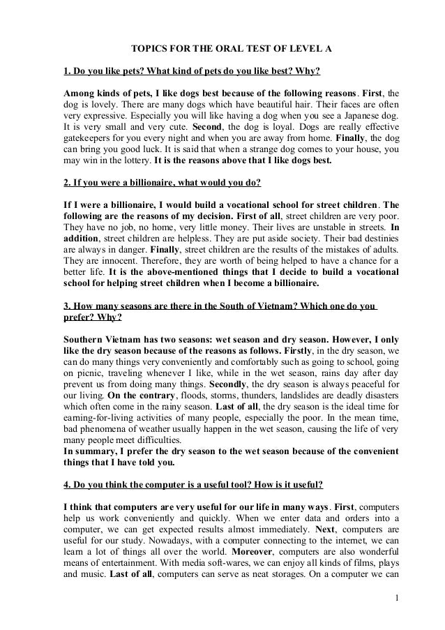 English oral test example image