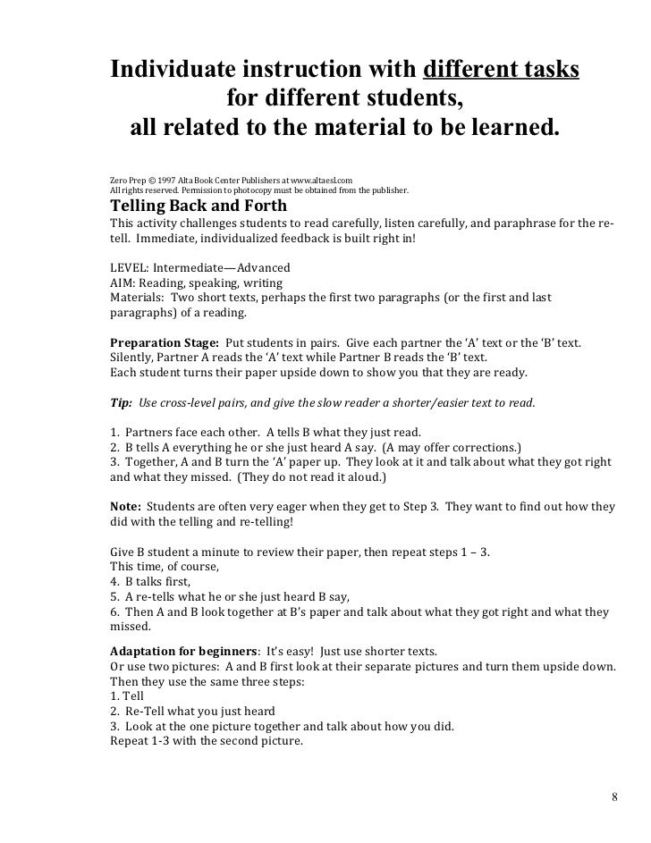 Effective MultiLevel Reading/Speaking Activities