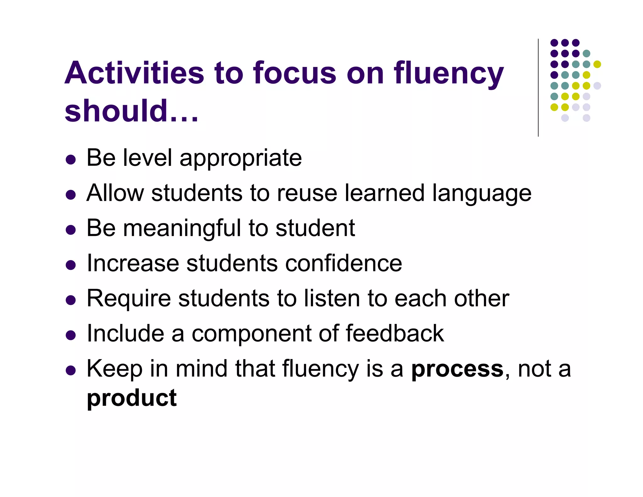 Speaking fluency