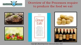 Overview of the Processes require
to produce the food we eat
Copyright @Speaking Green Communications 2016
 