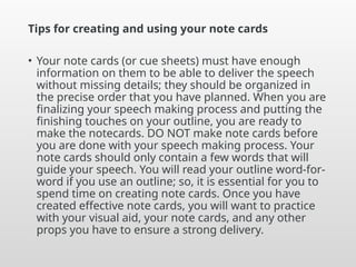Using Note Cards Mastering Speech Delivery: Notes, Practice, and Effective Presentation ...