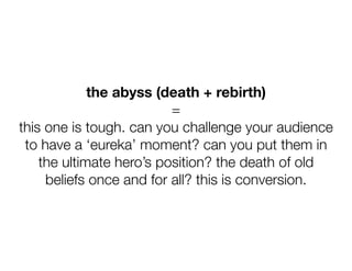 the abyss (death + rebirth)
                          =
this one is tough. can you challenge your audience
 to have a ‘eur...