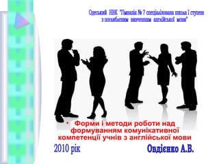 • Форми і методи роботи над
формуванням комунікативної
компетенції учнів з англійської мови
 