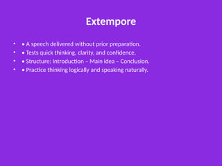 Speaking_Skills_(Short speeches, extempore talk and public speaking) | PPTX