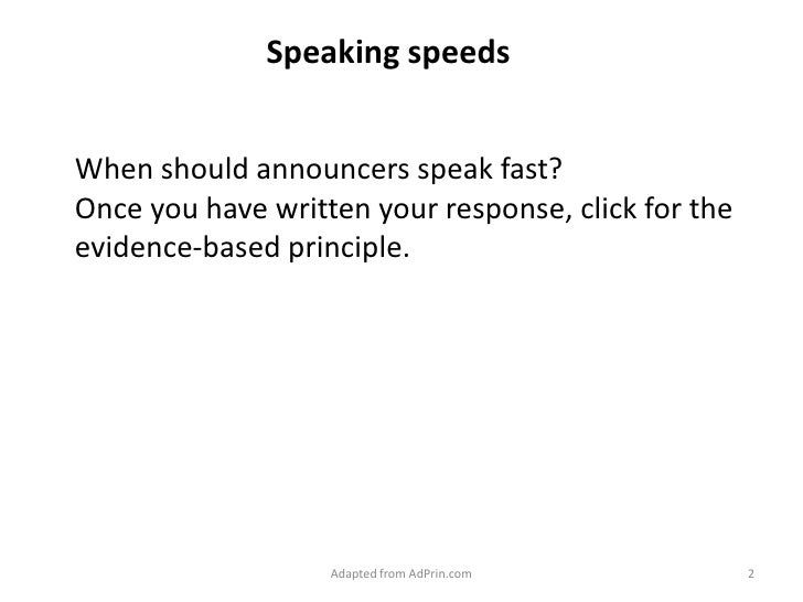 Speaking speeds