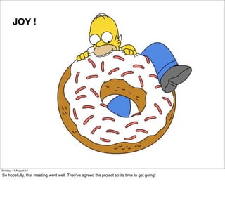 JOY !
Sunday, 11 August 13
So hopefully, that meeting went well. They've agreed the project so its time to get going!
 