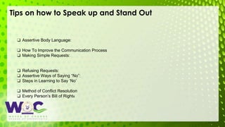 Speak Up and Stand Out: Assertiveness Skills for Women in the Workplace ...