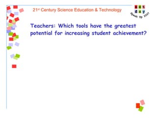 21 st  Century Science Education & Technology Teachers:   Which tools have the greatest potential for increasing student achievement? 