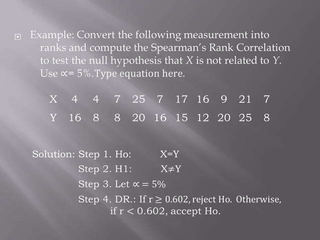 Spearman’s Rank Correlation Coefficient | PPT