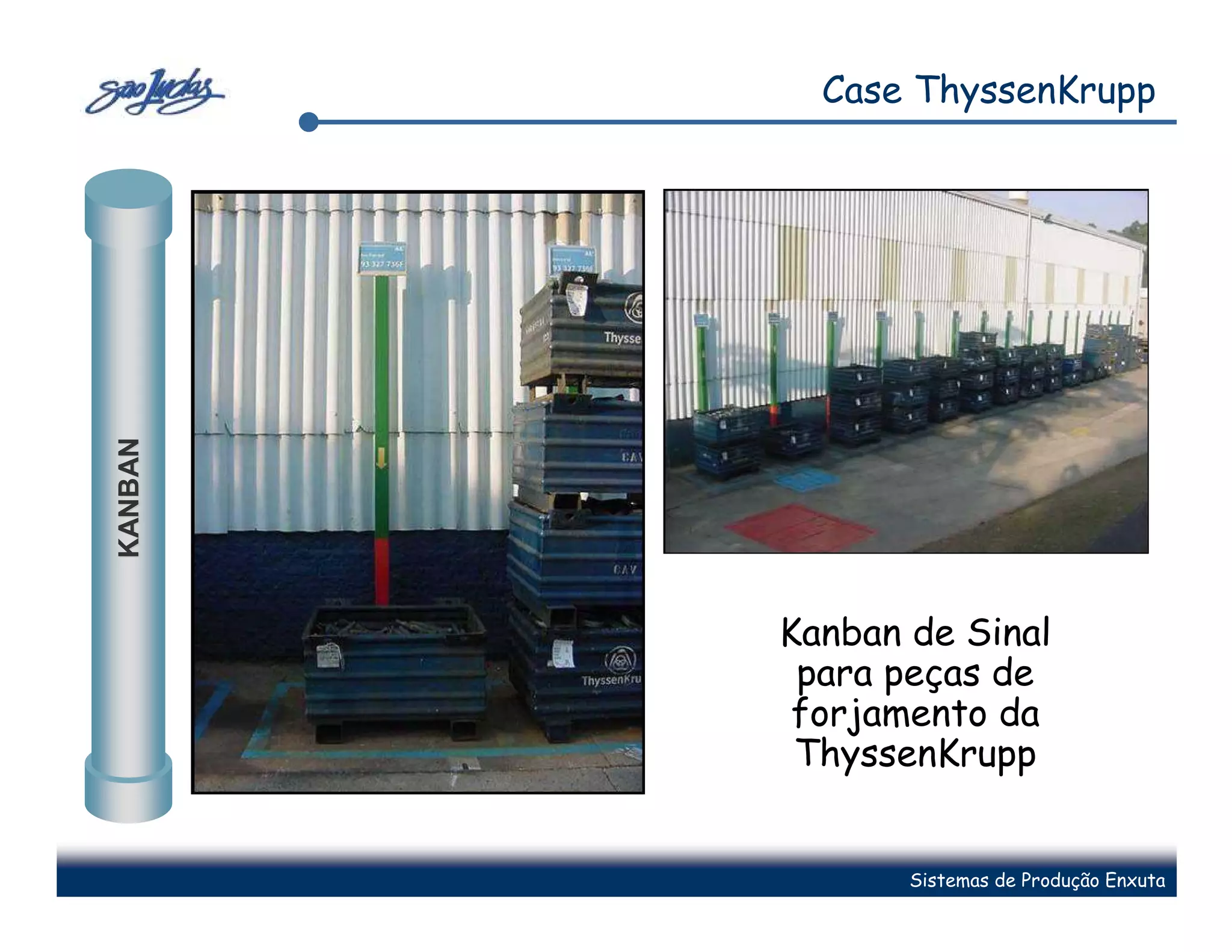 Case ThyssenKrupp
KANBAN




         Kanban de Sinal
          para peças de
          forjamento da
          ThyssenKrupp


                Sistemas de Produção Enxuta
 