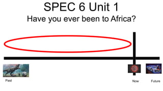 SPEC 6 Unit 1
Have you ever been to Africa?
Now Future
Past
 