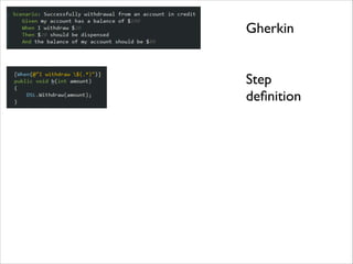 Gherkin
Step 	

deﬁnition

 