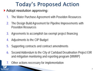 Carlsbad Desalination Project Water Purchase Agreement and Related ...