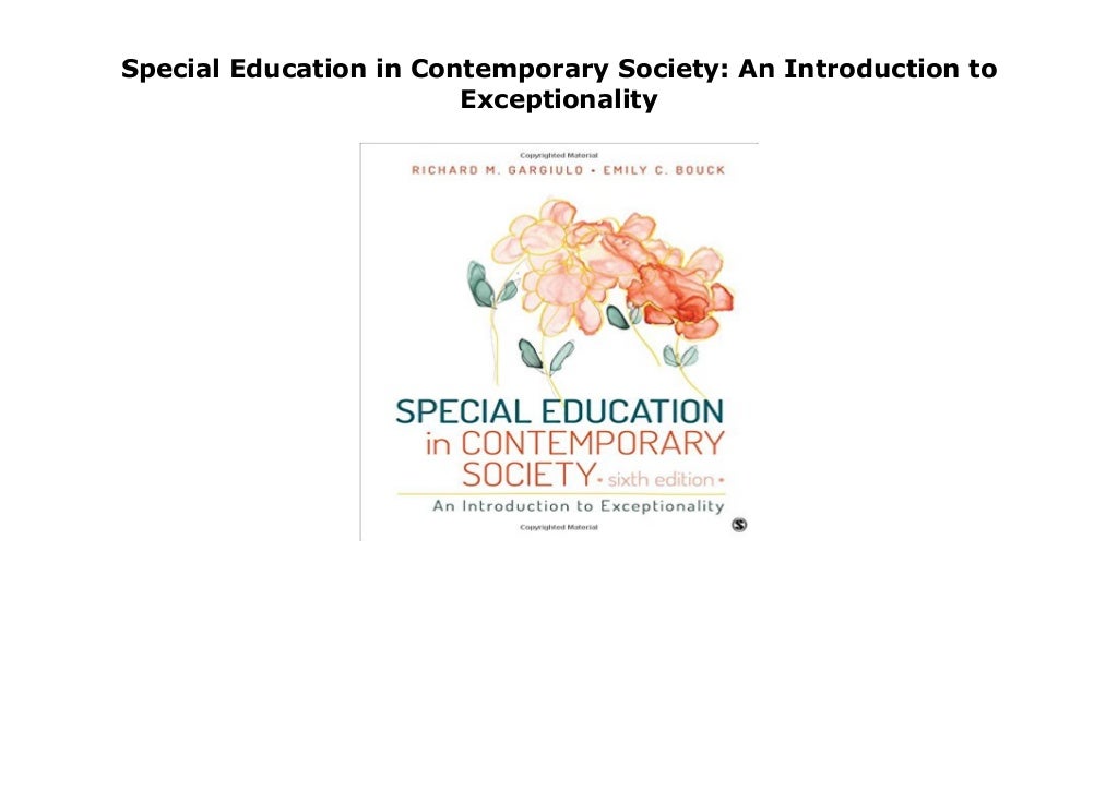 Special Education in Contemporary Society An Introduction