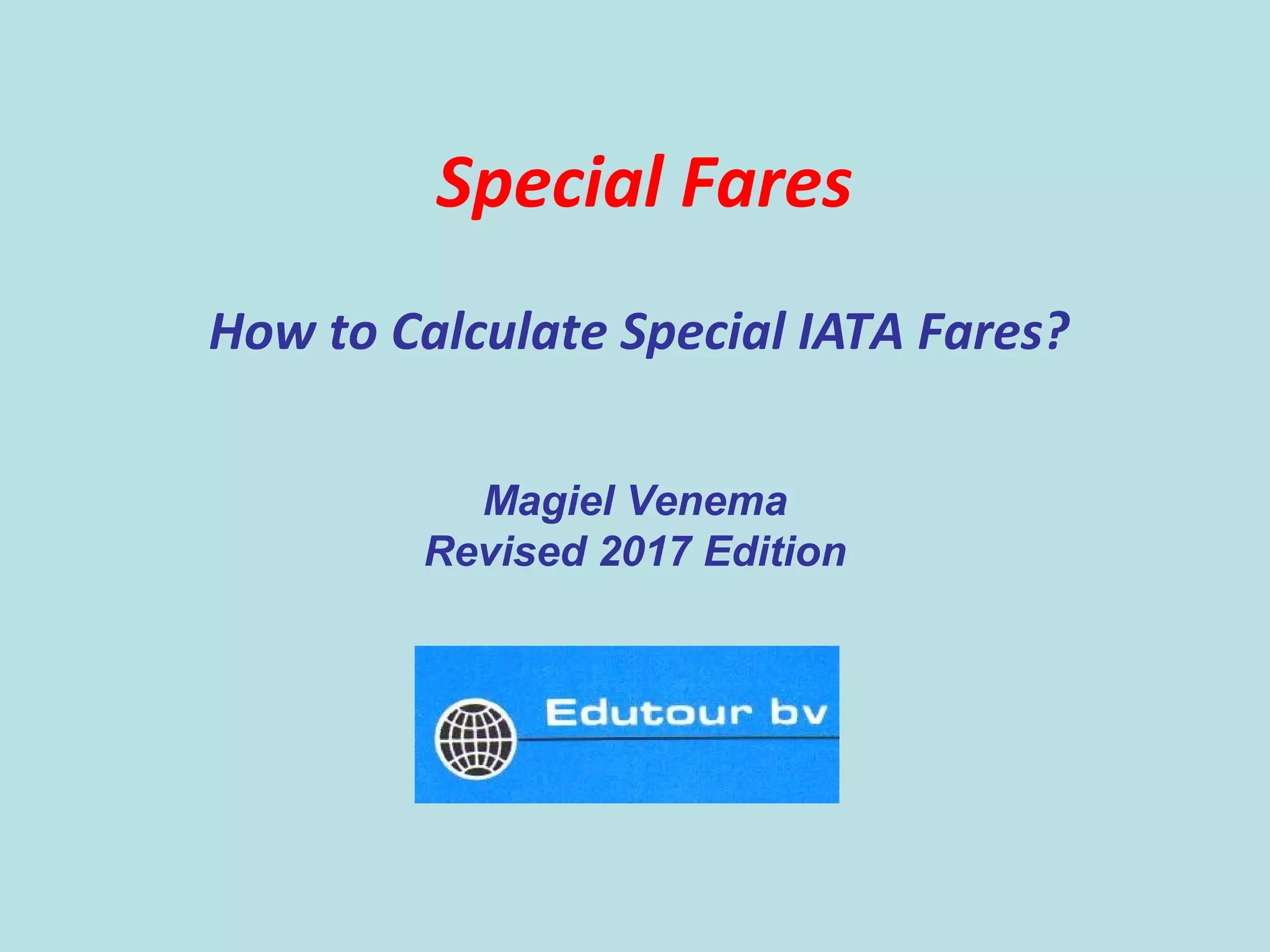 Special Fares Calculation PPT