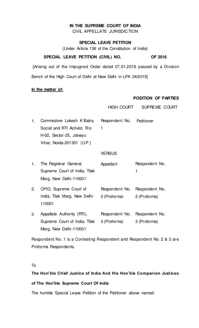 High Court Petition For Special Leave To Appeal What Is Special