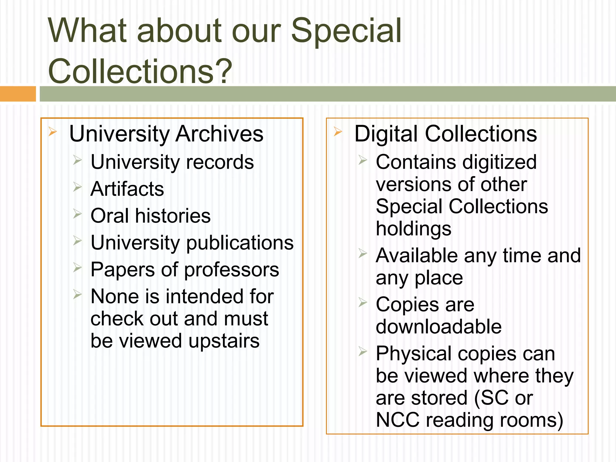Special Collections Overview Ppt