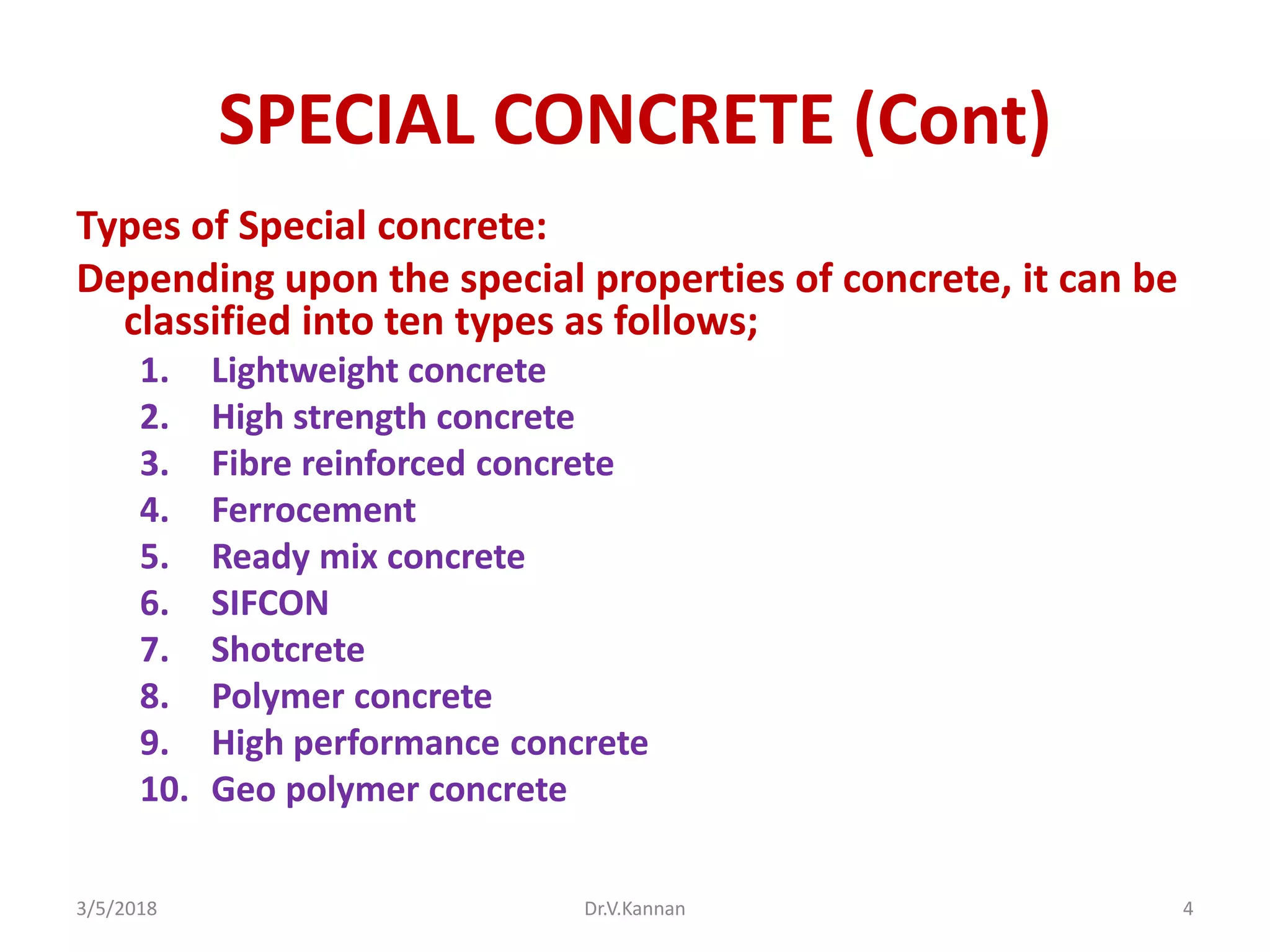 Special concrete